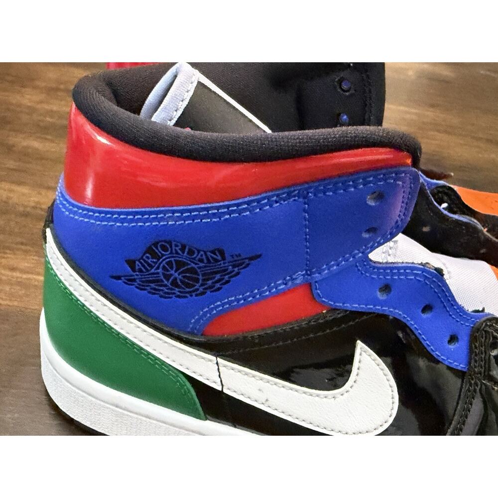 Nike Air Jordan 1 Mid SE Multi Patent Men’s Size 10.5 Black White Red Green RARE - Picture 11 of 11